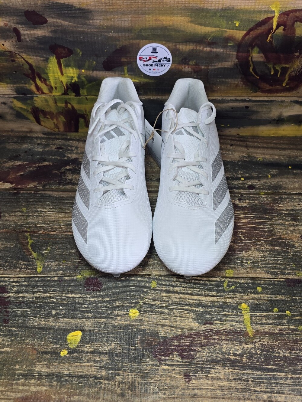 NEW Adidas Men's Sz 10.5 Adizero Electric 2 White Silver Football Cleats IF1903 - Picture 2 of 8